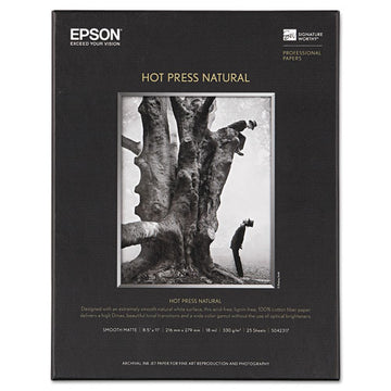 Epson® Hot Press Fine Art Paper, 17 Mil, 8.5 X 11, Smooth Matte Natural, 25-pack freeshipping - TVN Wholesale